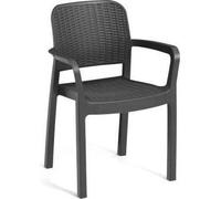 Fauteuil de Jardin, Allibert by KETER BELLA, Résine Gris Graphite, Empilable, Lot de 6, 58x53x89 cm