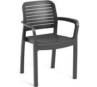 Fauteuil de Jardin, Allibert by KETER Chloe, Résine Aspect Rotin Tressé, Gris Graphite, Lot de 6, 58x53x89 cm