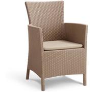 Fauteuil de jardin - Allibert by KETER - IOWA - En résine imitation rotin tressé - Coloris : cappuccino - Avec coussin
