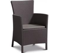 Fauteuil de jardin aspect rotin tressé avec coussin Keter Allibert Iowa marron
