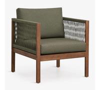 Fauteuil De Jardin Avec Accoudoirs En Bois D'acacia Branson Vert Olive Intense Brun Acacia Foncé