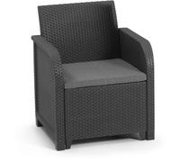 Fauteuil de jardin avec coussin - en résine - Allibert by KETER - SanRemo - Gris graphite