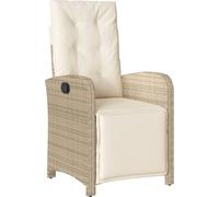 vidaXL Fauteuil de jardin réglable avec repose-pieds en résine tressée Beige