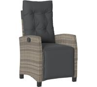 Fauteuil de jardin avec repose-pieds Réglable Gris Poly Rattan
