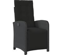 vidaXL Fauteuil de jardin avec repose-pieds Réglable noir Poly rotin