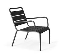 Fauteuil de jardin bas relax acier anthracite Palavas, Oviala
