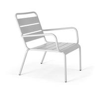 Fauteuil de jardin bas relax acier blanc Palavas, Oviala
