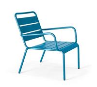 Fauteuil de jardin bas relax acier bleu pacific Palavas, Oviala