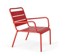 Fauteuil de jardin bas relax acier rouge Palavas, Oviala