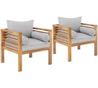Fauteuil de jardin Boka, bois lasuré, supporte env. 120 kg - Lot de 2