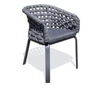 Fauteuil de jardin CAMARGUE en corde tissée et aluminium gris anthracite DCB Garden