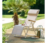 Fauteuil de jardin DECIMA Lin / Argile 8 positions - Aluminium traité époxy, Texaline Hespéride