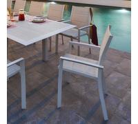 Fauteuil de jardin empilable ALLURE Beige Avoine Aluminium traité époxy, Texaline matelassée Hespéride