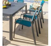 Fauteuil de jardin empilable AXANT Bleu canard / Graphite Aluminium traité époxy, Texaline Hespéride