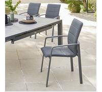 Fauteuil de jardin empilable DIESE Anthracite Graphite Aluminium traité époxy, Texaline Hespéride