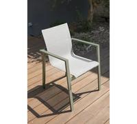 Fauteuil de jardin empilable en alu et toile plastifiéee - kaki