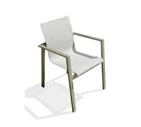 Fauteuil de jardin empilable en alu et toile plastifiéee - Kaki - MIAMI