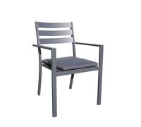 DCB Garden – Fauteuil de jardin empilable Pelosa en aluminium – Gris anthracite