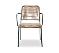 Fauteuil de jardin empilable en corde et acier - gris anthracite
