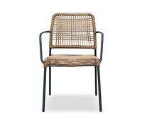 Fauteuil de jardin empilable en corde et acier - gris anthracite