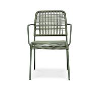 DCB Garden – Fauteuil de jardin Marceau empilable corde et acier vert olive 78 cm