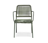 DCB Garden – Fauteuil de jardin Marceau empilable corde et acier vert olive 78 cm