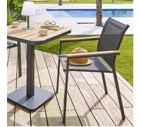 Fauteuil de jardin empilable ESSENTIA Anthracite, Graphite Acacia Aluminium traité époxy, certifié FSC®, Texaline Hespéride