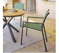 Fauteuil de salon jardin empilable ESSENTIA Vert olive / Graphite Aluminium traité époxy, Texaline Hespéride