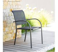 Hespéride – Fauteuil de jardin empilable PIAZZA – Aluminium traité époxy Anthracite/Graphite