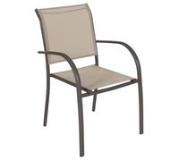 Fauteuil de jardin empilable ""Piazza"" lin & tonka en aluminium traité époxy - Hespéride