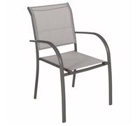 Fauteuil de jardin empilable PIAZZA Noisette Tonka Aluminium traité époxy, Texaline Hespéride