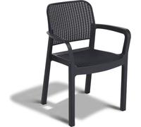 Fauteuil de Jardin Empilable Résine Tressée Gris Graphite, Lot de 6, Allibert by KETER SAMANNA, 58 x 53 x 89 cm