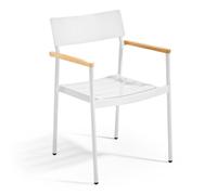 Fauteuil de jardin en aluminium et bois blanc Leeds - Oviala