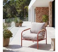Mendler Fauteuil de jardin HWC-O11 – Aluminium, tissu oléfine 205 g/m², terracotta rembourrage beige