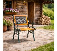 Fauteuil de jardin en fonte Chaise d'extérieur en bois naturel jusqu'à 120Kg