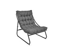 DOLCI - Fauteuil de Jardin en Métal et Textilène Gris avec Coussin