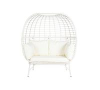 Fauteuil de jardin en rotin synthétique et métal avec coussins coloris blanc - Longueur 130 x Profondeur 68 x hauteur 146 cm --