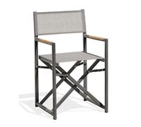 Fauteuil de jardin en toile plastifiée et aluminium - gris anthracite