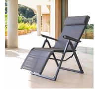 Fauteuil de jardin DECIMA Anthracite / Graphite 8 positions - Aluminium traité époxy, Texaline Hespéride