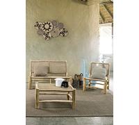 Fauteuil de jardin Lampok, dimensions 62 x 72 x 76 cm, en bois d'acacia avec assise et dossier tressés