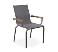 Fauteuil de jardin Malia - Acier, bois et textilène - Gris