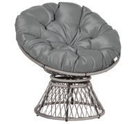 Fauteuil de jardin - Outsunny - papasan pivotant grand confort grand coussin fourni - résine tressée - Ø 97x86cm - gris