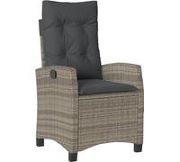 vidaXL Fauteuil de jardin réglable avec coussin gris Poly Rattan