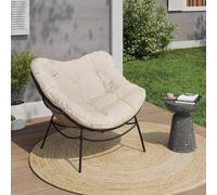 Fauteuil De Jardin Relax Loa Effet Rotin Avec Coussin Écru