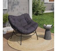 Fauteuil De Jardin Relax Loa Effet Rotin Gris Et Coussin Gris