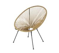Fauteuil de jardin rond en résine recy imitation rotin 71x89x80cm Beige