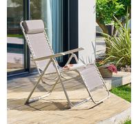 Fauteuil de jardin SILOS Beige lin Acier traité époxy, Texaline Hespéride
