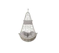 Fauteuil de jardin suspendu en rotin synthétique avec coussin gris clair - Largeur 82 x Hauteur 125 x Profondeur 75cm
