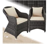 FAUTEUIL DE JARDIN - TECTAKE - Lot de 2 fauteuils de jardin en rotin Tressage aspect naturel Avec cadre en aluminium - Gris