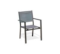 DCB Garden Fauteuil de jardin empilable Tolede – aluminium et textilène – gris anthracite